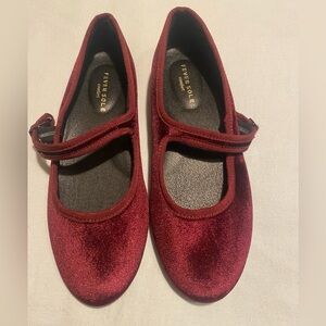 Fever Sole Comfort Velvet Mary Jane Ballerina Flats